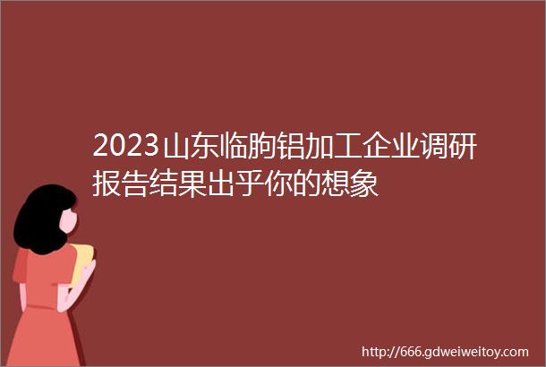 2023山东临朐铝加工企业调研报告结果出乎你的想象